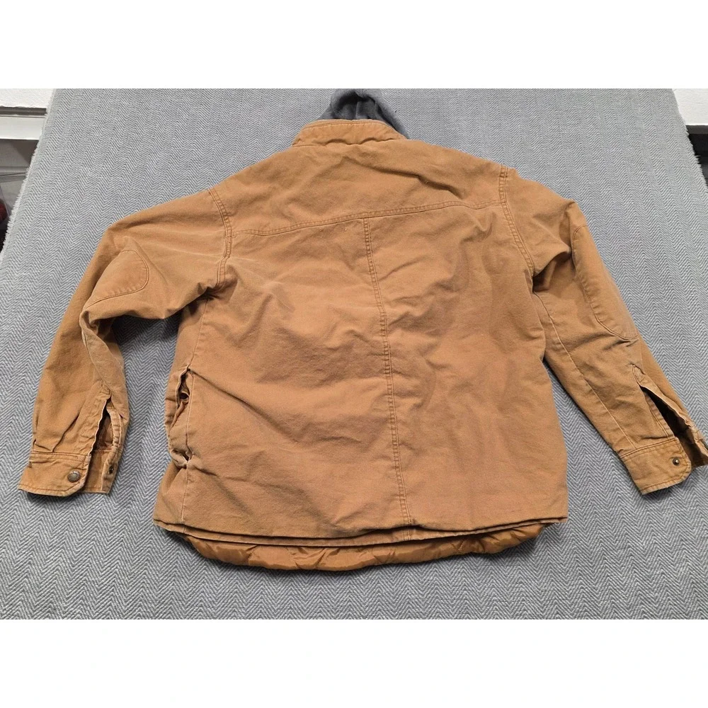 Genuine Dickies Mens Brown Canvas Hooded Shirt Jacket Quilted Lined Medium 38-40